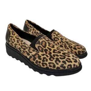 Collection by Clarks Women's Sharon Dolly Leopard Print Slip On Loafers Size 6
